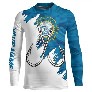 South Dakota flag SD Fishing Fish Hook UV protection custom Patriotic Kid Long Sleeve Fishing Shirts NQS8017