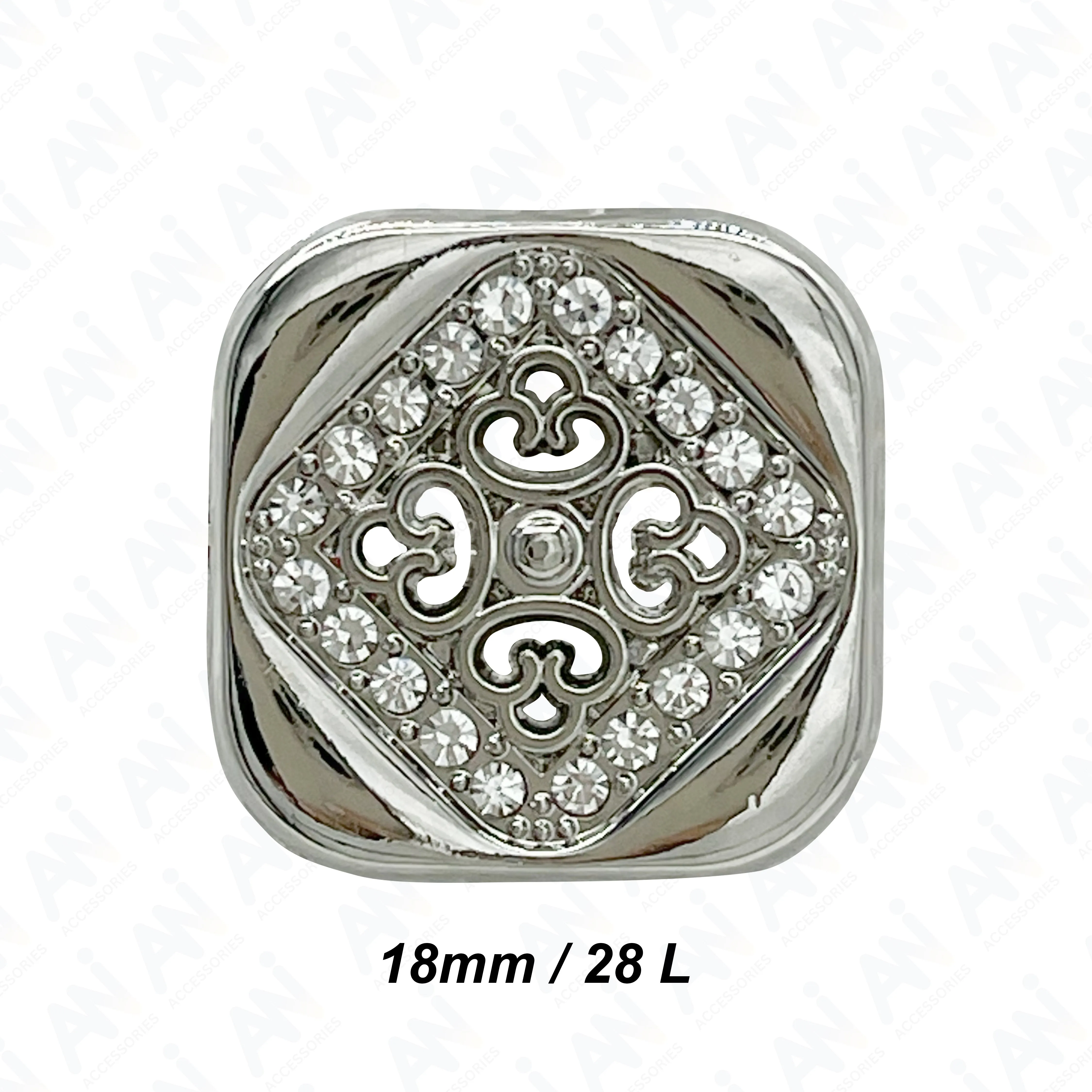 Square Crystal Metal Buttons