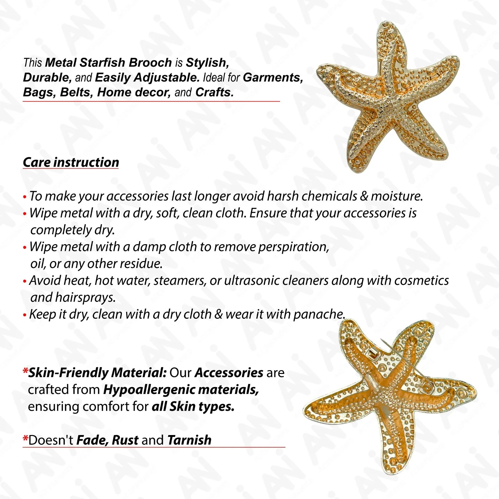 Star Fish Metal Brooch for Sarees, Cardigans, Dresses, & More