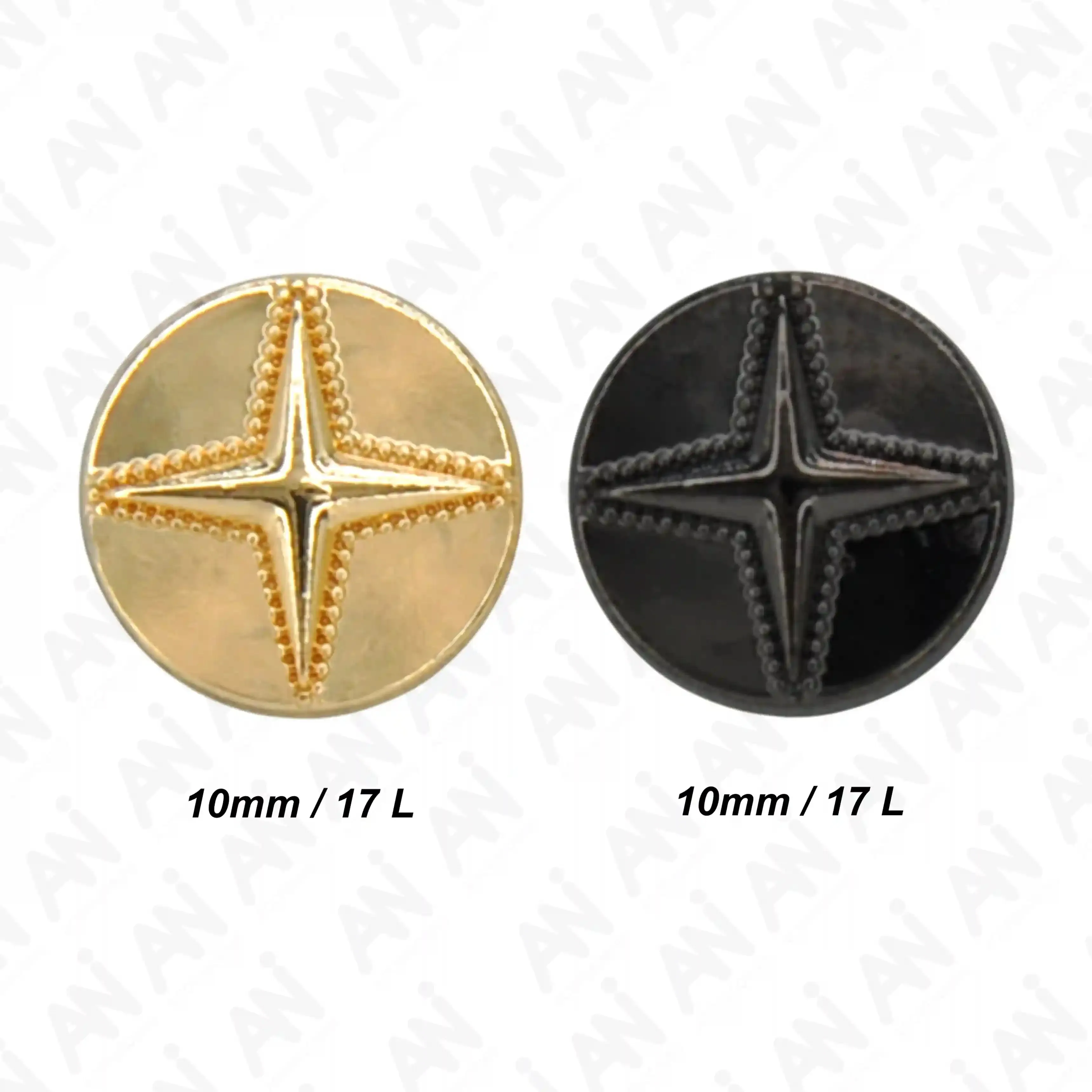 Starburst 10mm Metal Shirt Buttons