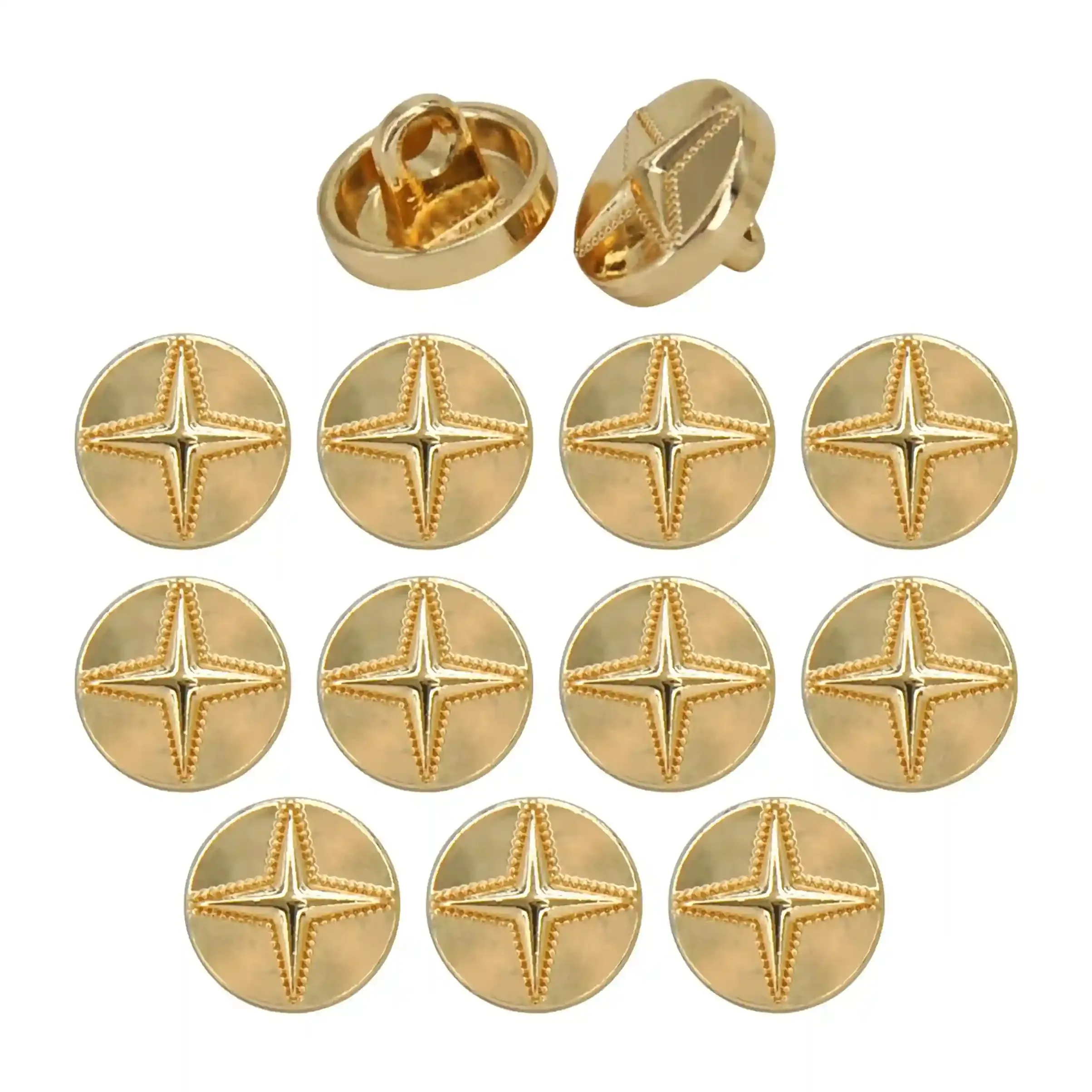 Starburst 10mm Metal Shirt Buttons