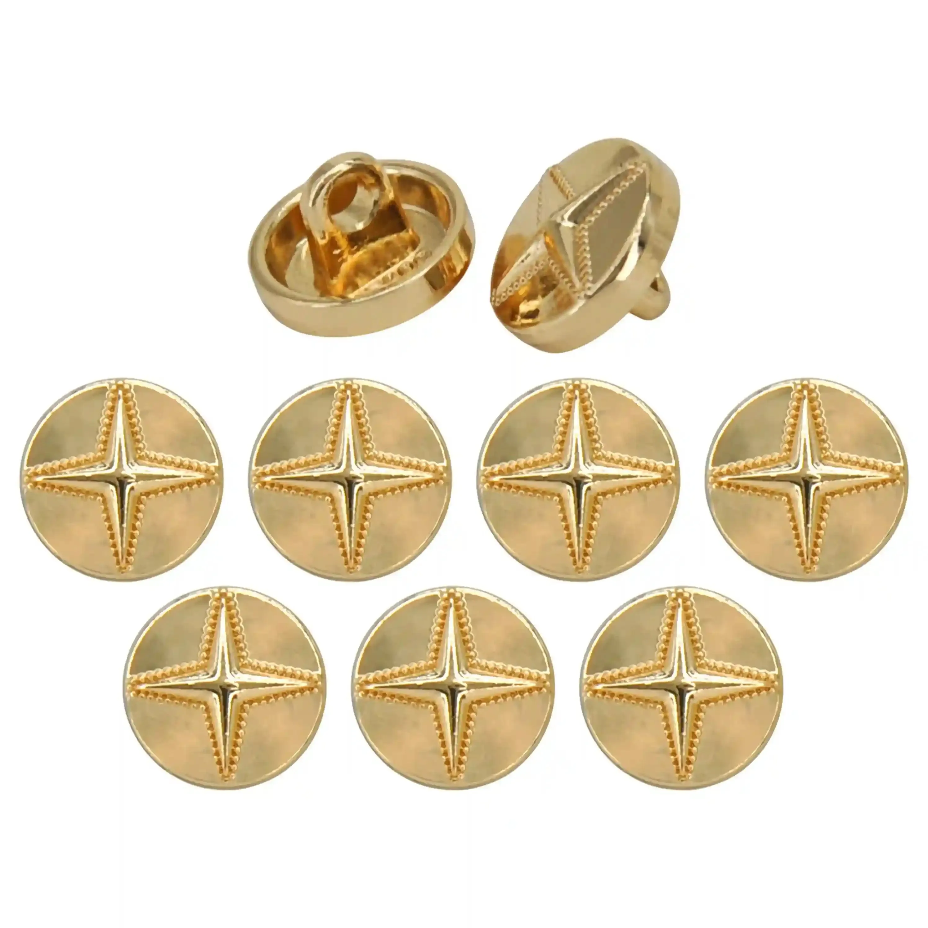 Starburst 10mm Metal Shirt Buttons
