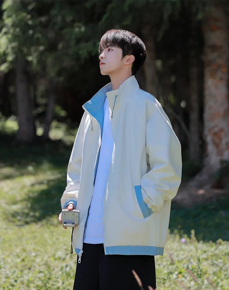Stylish Dual-side Wear Water-resistant Rain Jacket for Men