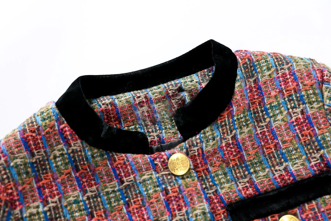 Stylish Velvet Blazer with Patch Pocket and Metal Buttons