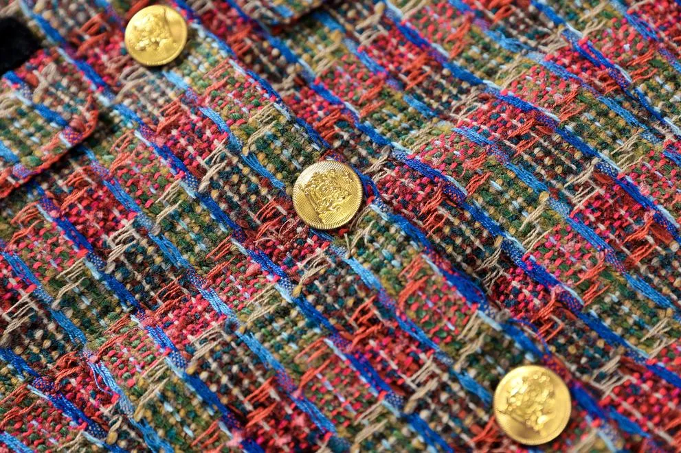 Stylish Velvet Blazer with Patch Pocket and Metal Buttons