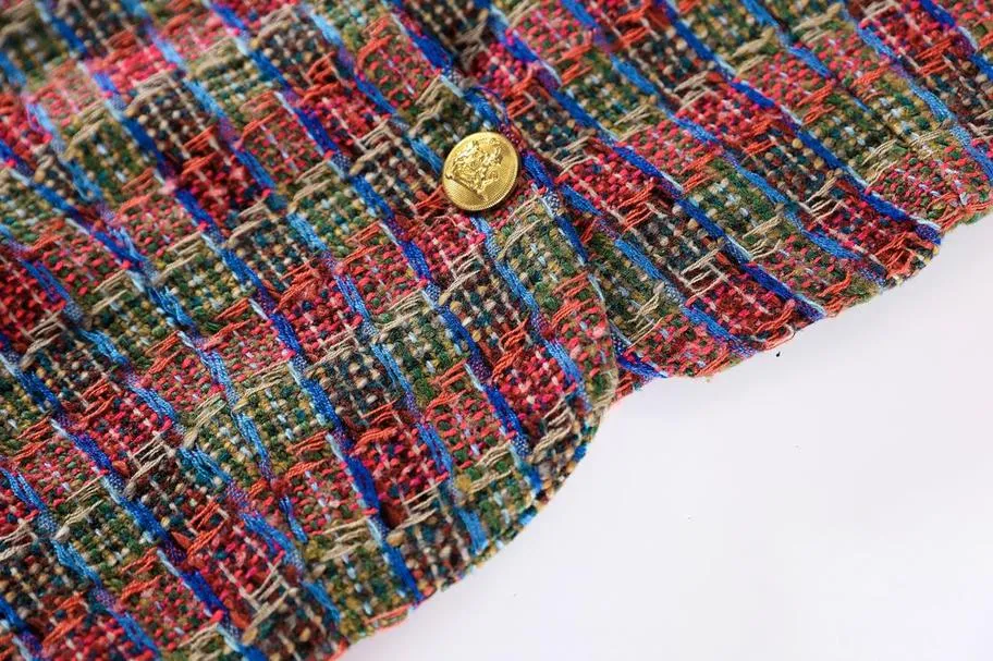 Stylish Velvet Blazer with Patch Pocket and Metal Buttons