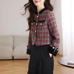 Stylish Velvet Blazer with Patch Pocket and Metal Buttons