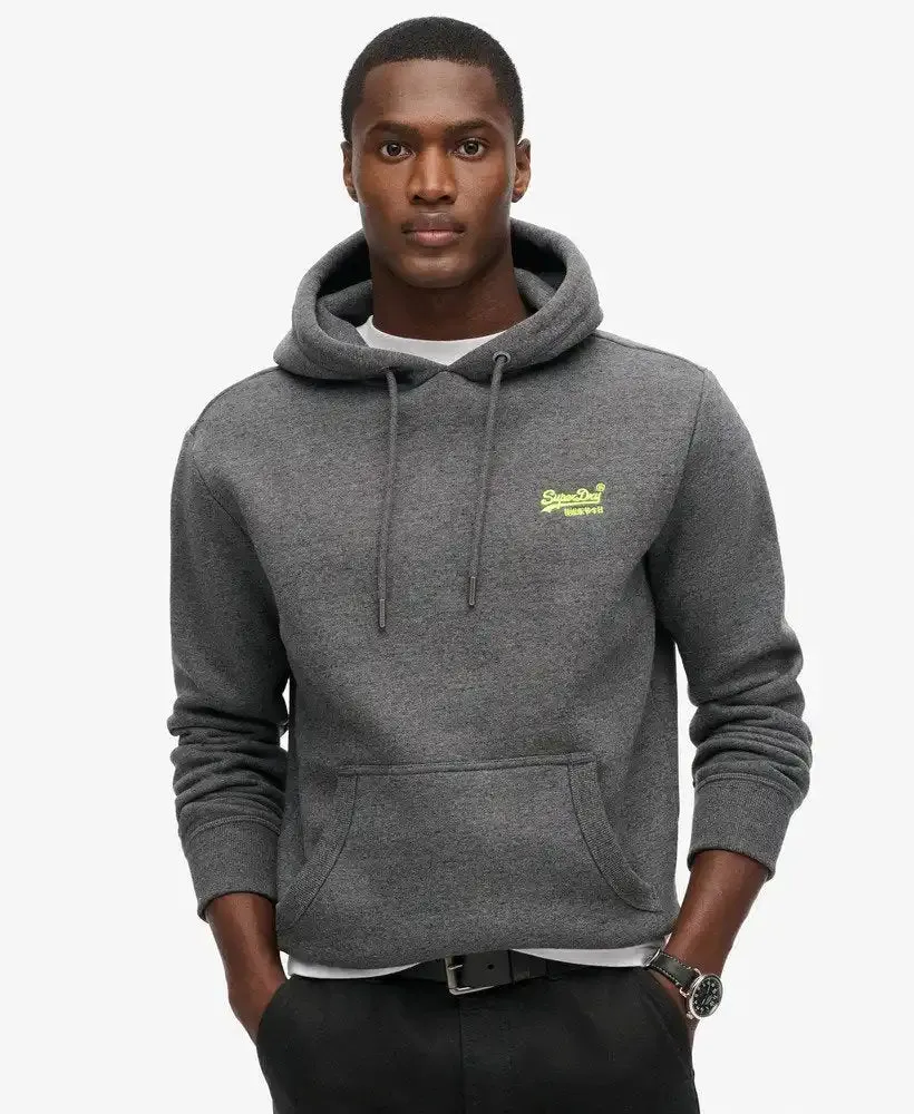 Superdry Mens Essential Logo Hoodie Carbon Grey Marl