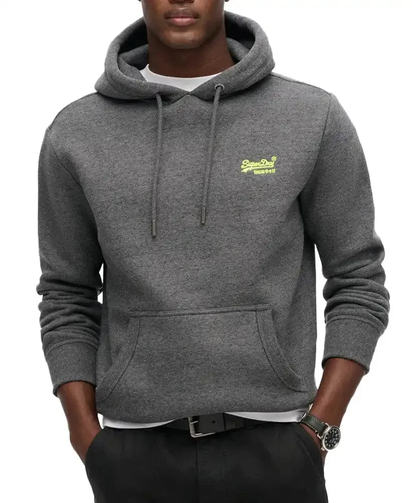 Superdry Mens Essential Logo Hoodie Carbon Grey Marl