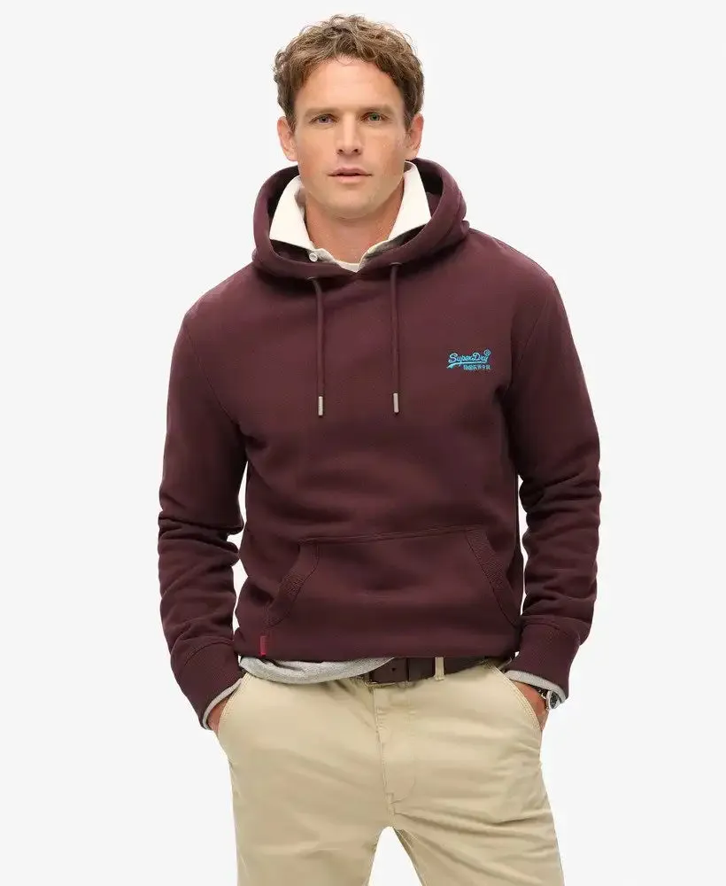Superdry Mens Essential Logo Hoodie Rich Deep Burgundy