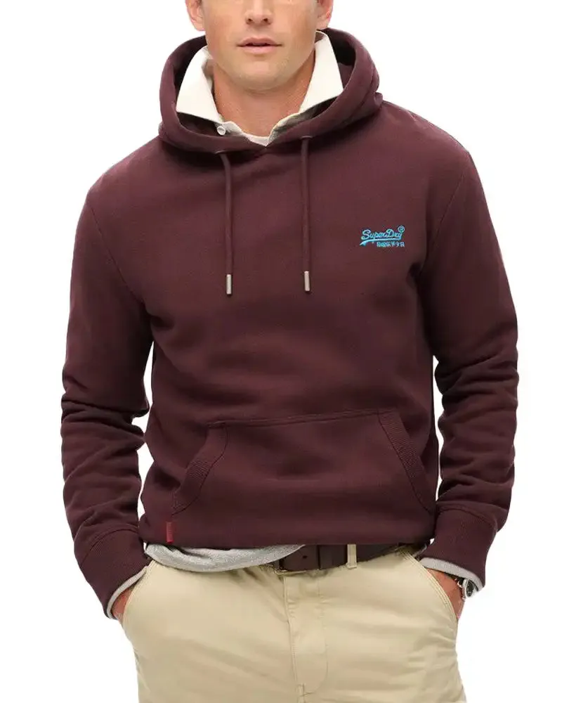 Superdry Mens Essential Logo Hoodie Rich Deep Burgundy