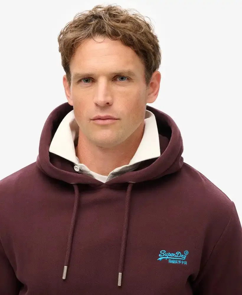 Superdry Mens Essential Logo Hoodie Rich Deep Burgundy