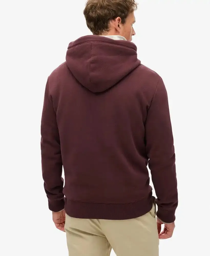 Superdry Mens Essential Logo Hoodie Rich Deep Burgundy