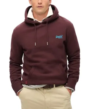 Superdry Mens Essential Logo Hoodie Rich Deep Burgundy