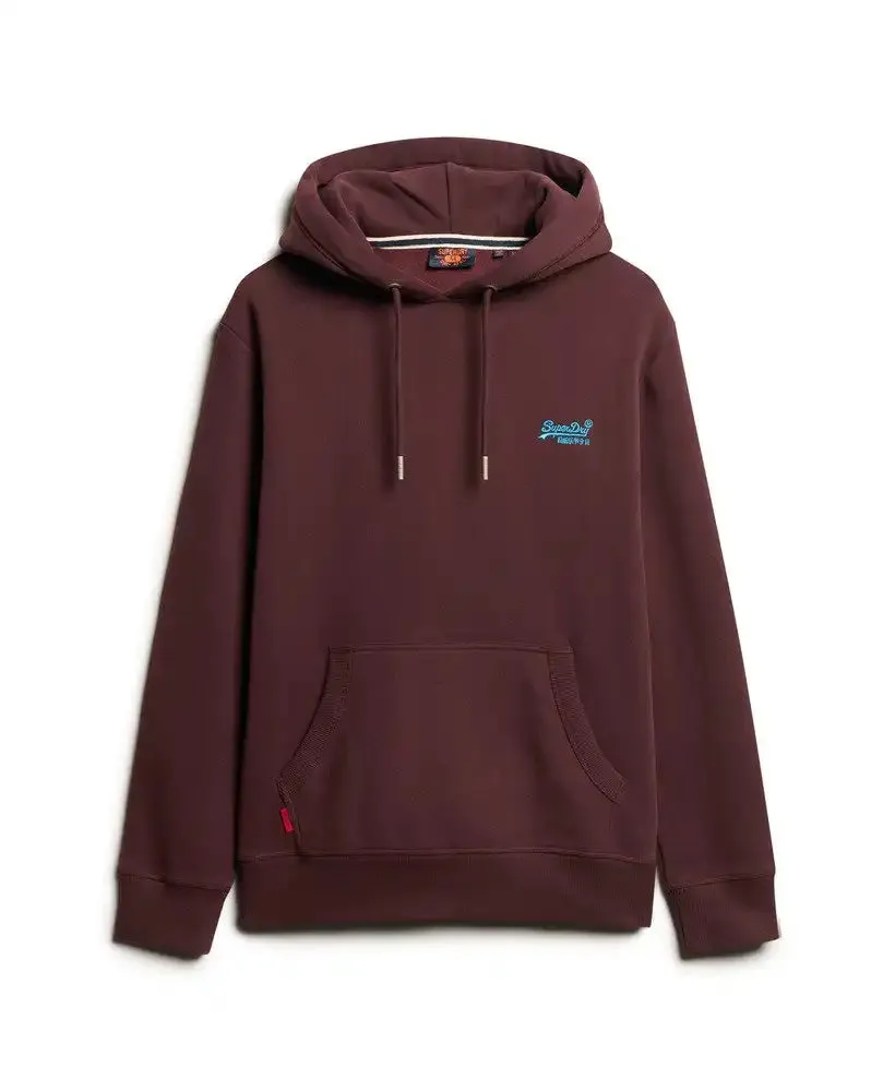 Superdry Mens Essential Logo Hoodie Rich Deep Burgundy