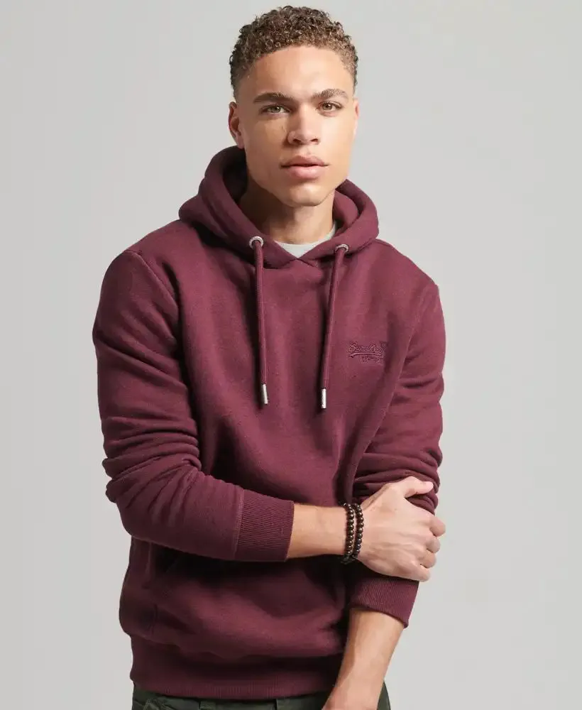 Superdry Mens Vintage Logo Embroidered Hoodie M2013110A Track Burgundy Marl