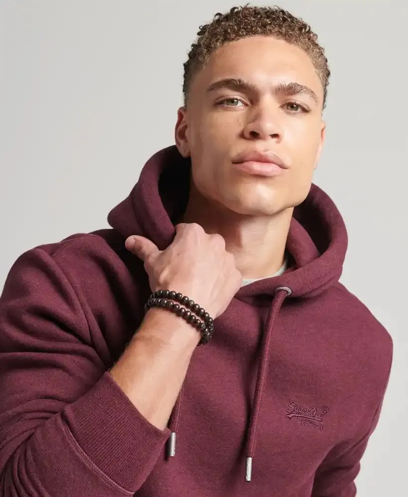 Superdry Mens Vintage Logo Embroidered Hoodie M2013110A Track Burgundy Marl