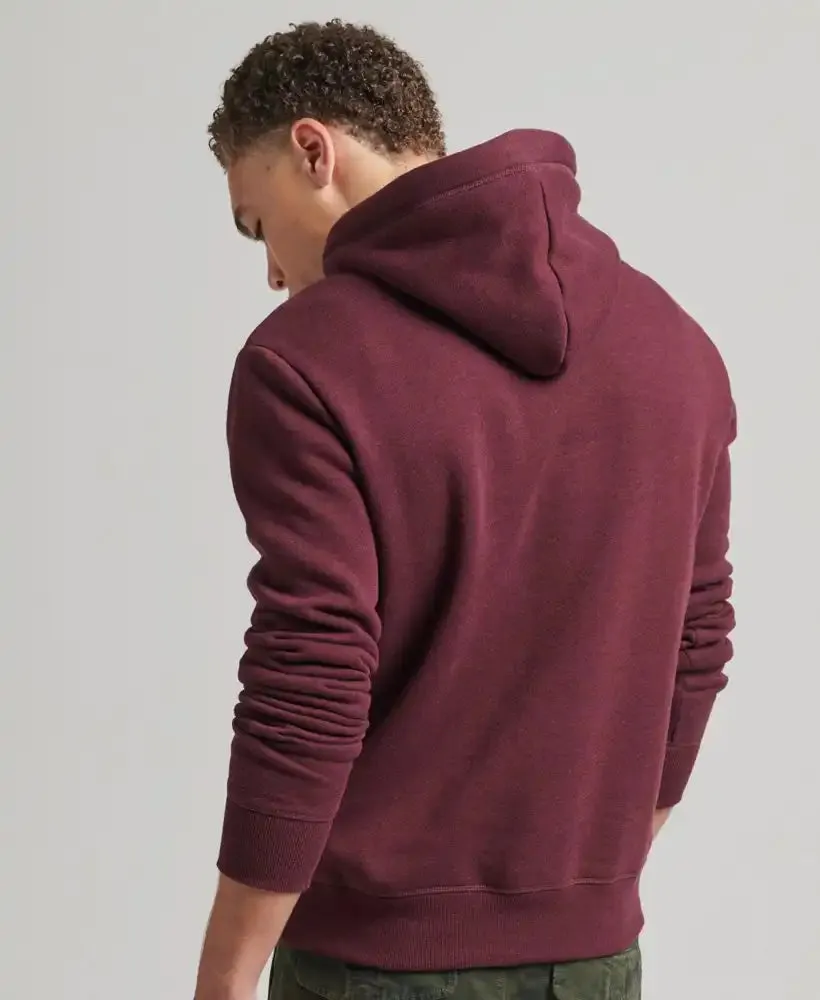 Superdry Mens Vintage Logo Embroidered Hoodie M2013110A Track Burgundy Marl