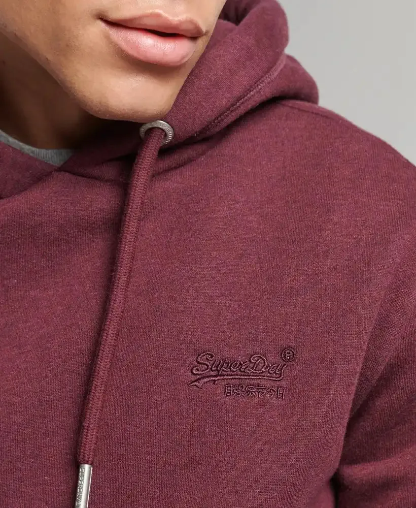 Superdry Mens Vintage Logo Embroidered Hoodie M2013110A Track Burgundy Marl