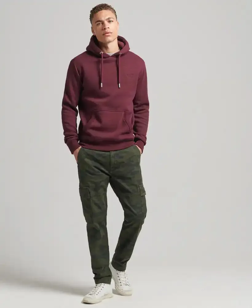Superdry Mens Vintage Logo Embroidered Hoodie M2013110A Track Burgundy Marl