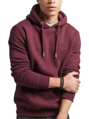 Superdry Mens Vintage Logo Embroidered Hoodie M2013110A Track Burgundy Marl