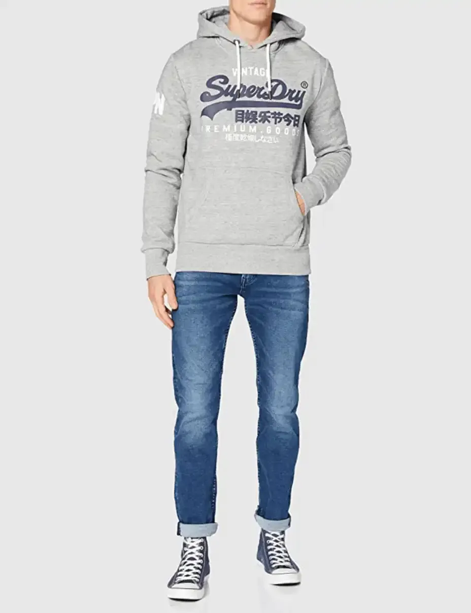 Superdry Men's Vintage Logo NS Hoodie Navy,Grey