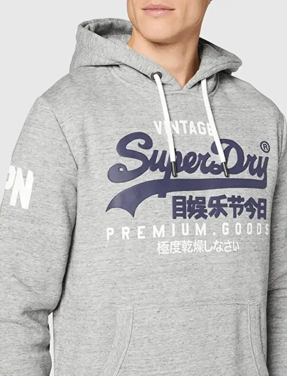 Superdry Men's Vintage Logo NS Hoodie Navy,Grey