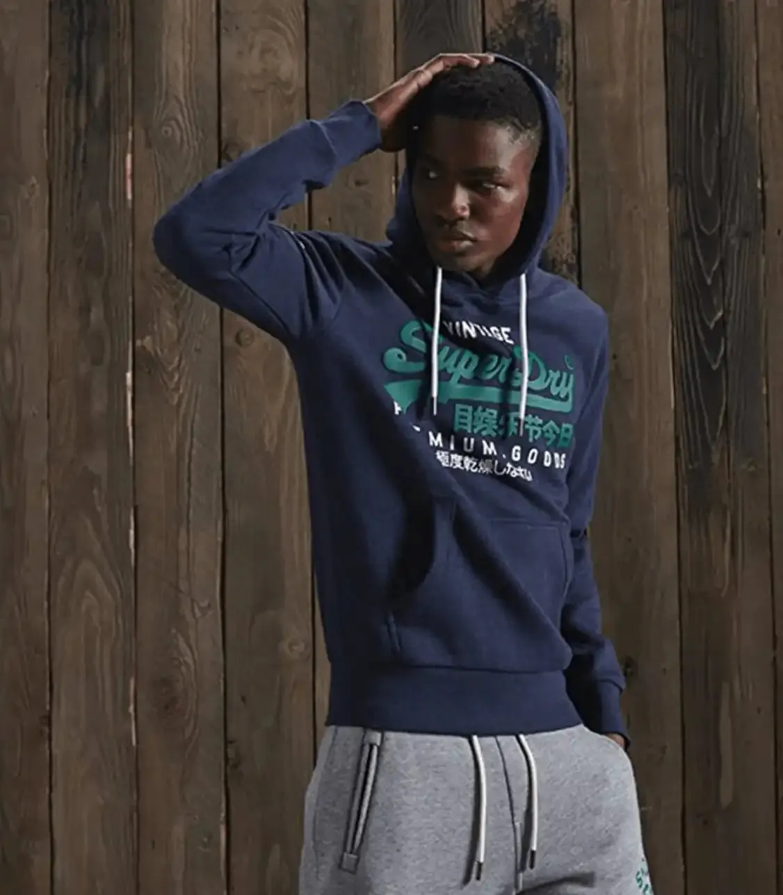 Superdry Men's Vintage Logo NS Hoodie Navy,Grey