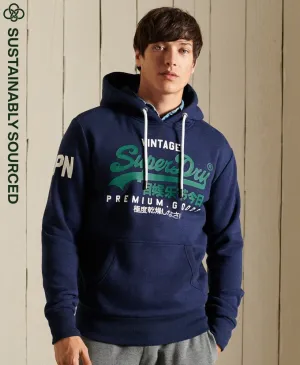 Superdry Organic Cotton Vintage Hoodie Midnight Blue Grit