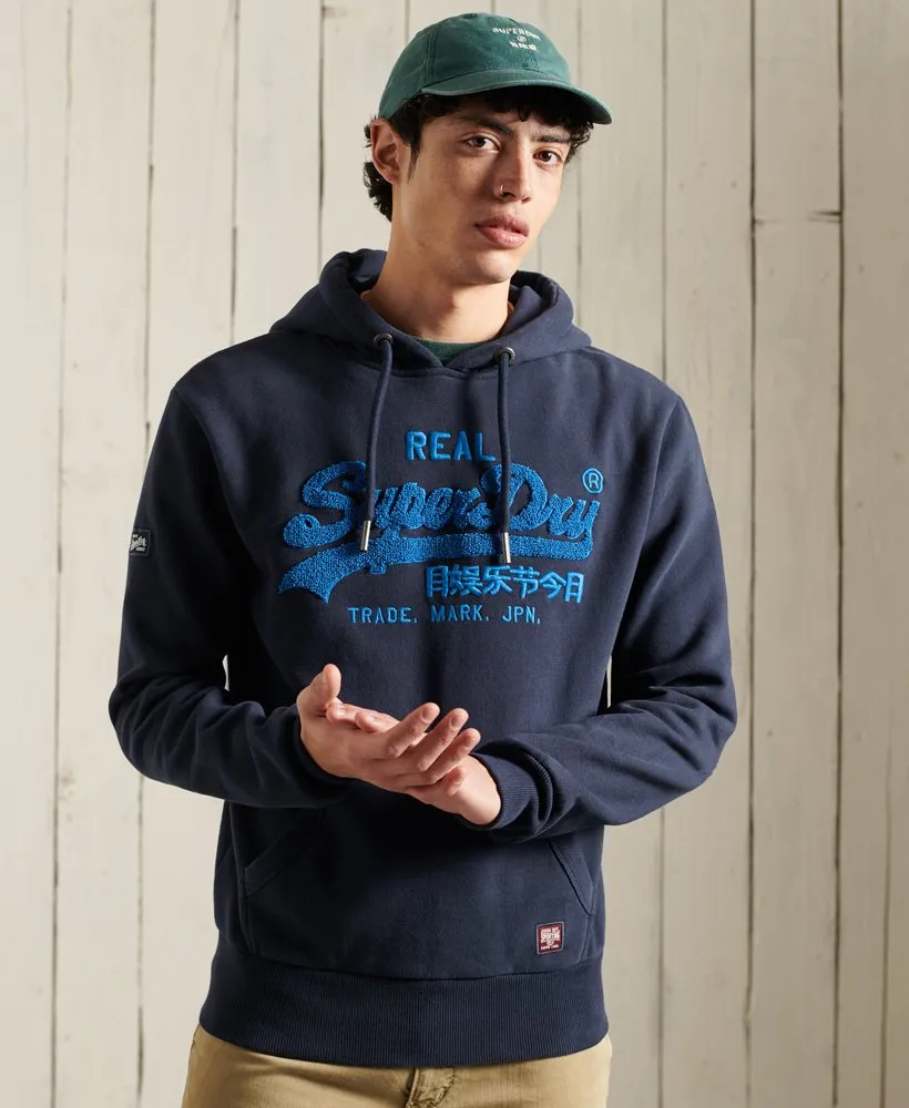 Superdry Vintage Logo Chenille Hoodie Nautical Navy