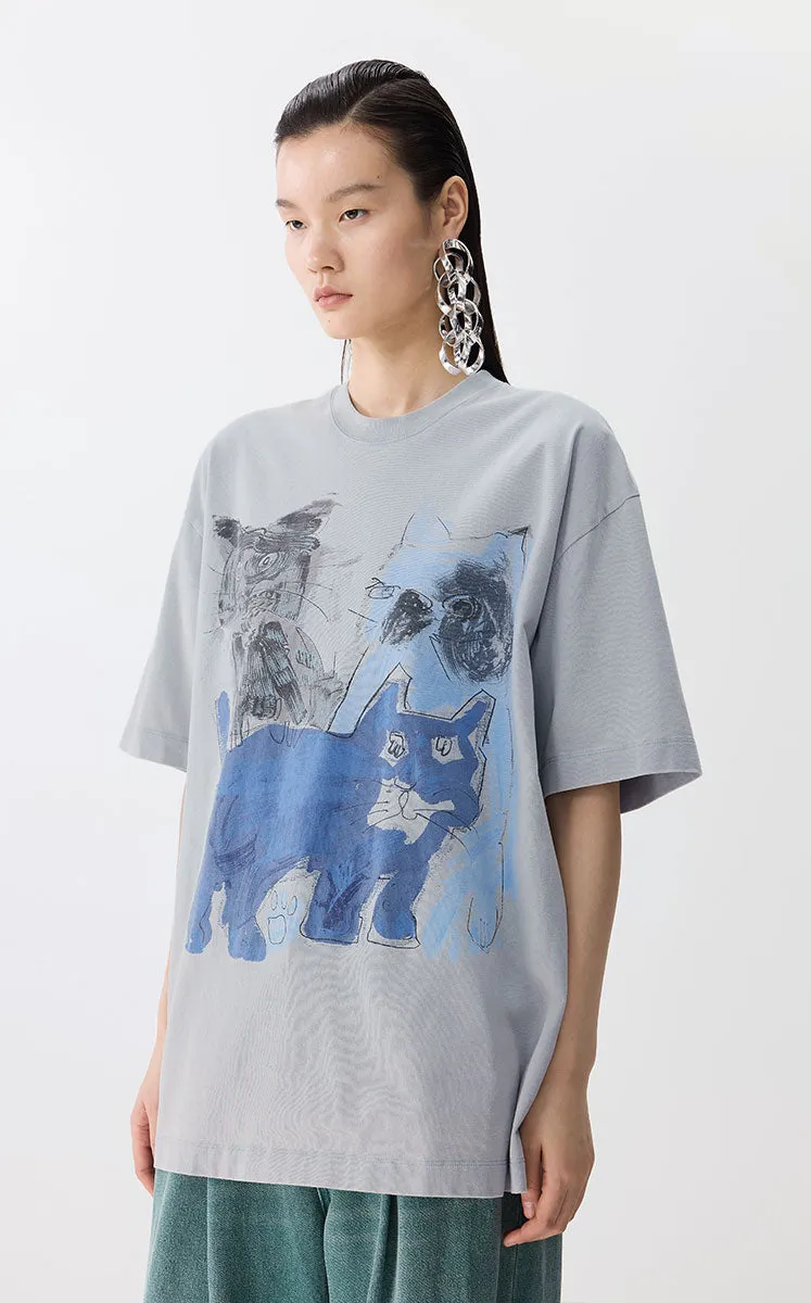 T-shirt / JNBY Oversized Graphic Cotton T-Shirt