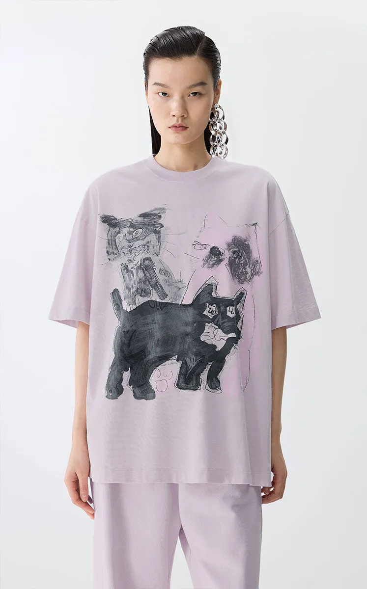 T-shirt / JNBY Oversized Graphic Cotton T-Shirt
