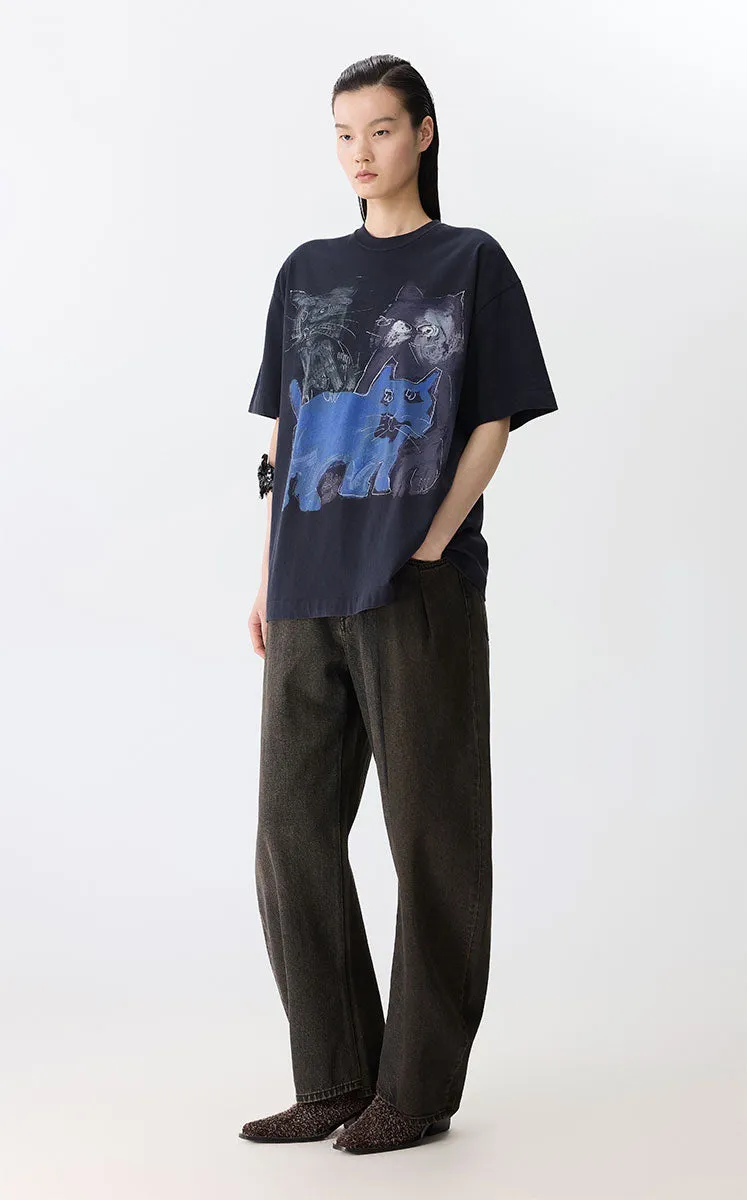 T-shirt / JNBY Oversized Graphic Cotton T-Shirt