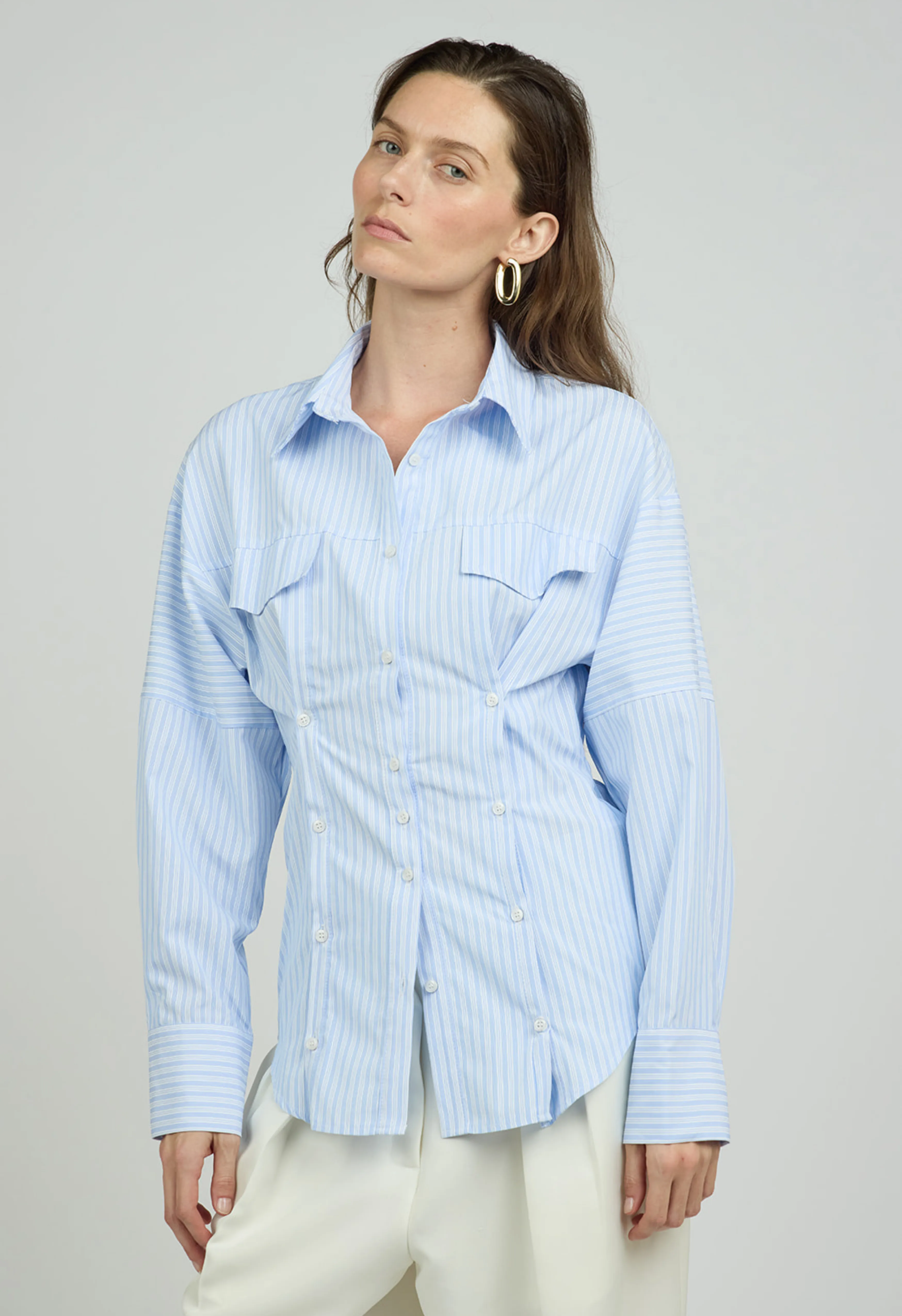 Tailored Button Down in Blue Stripe