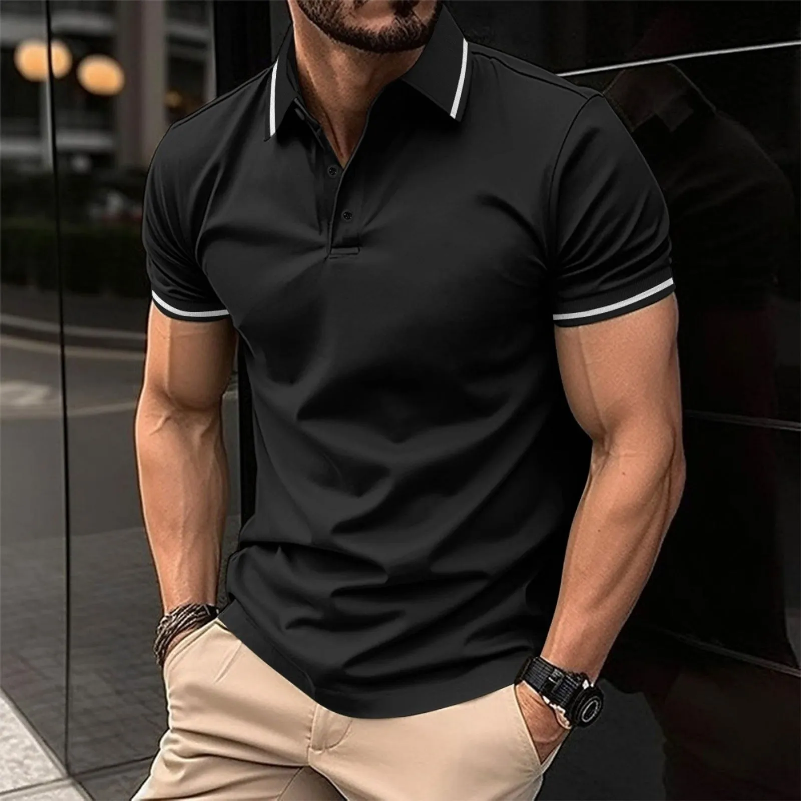 Tailored Fit Men's Polo with Distinctive Trim