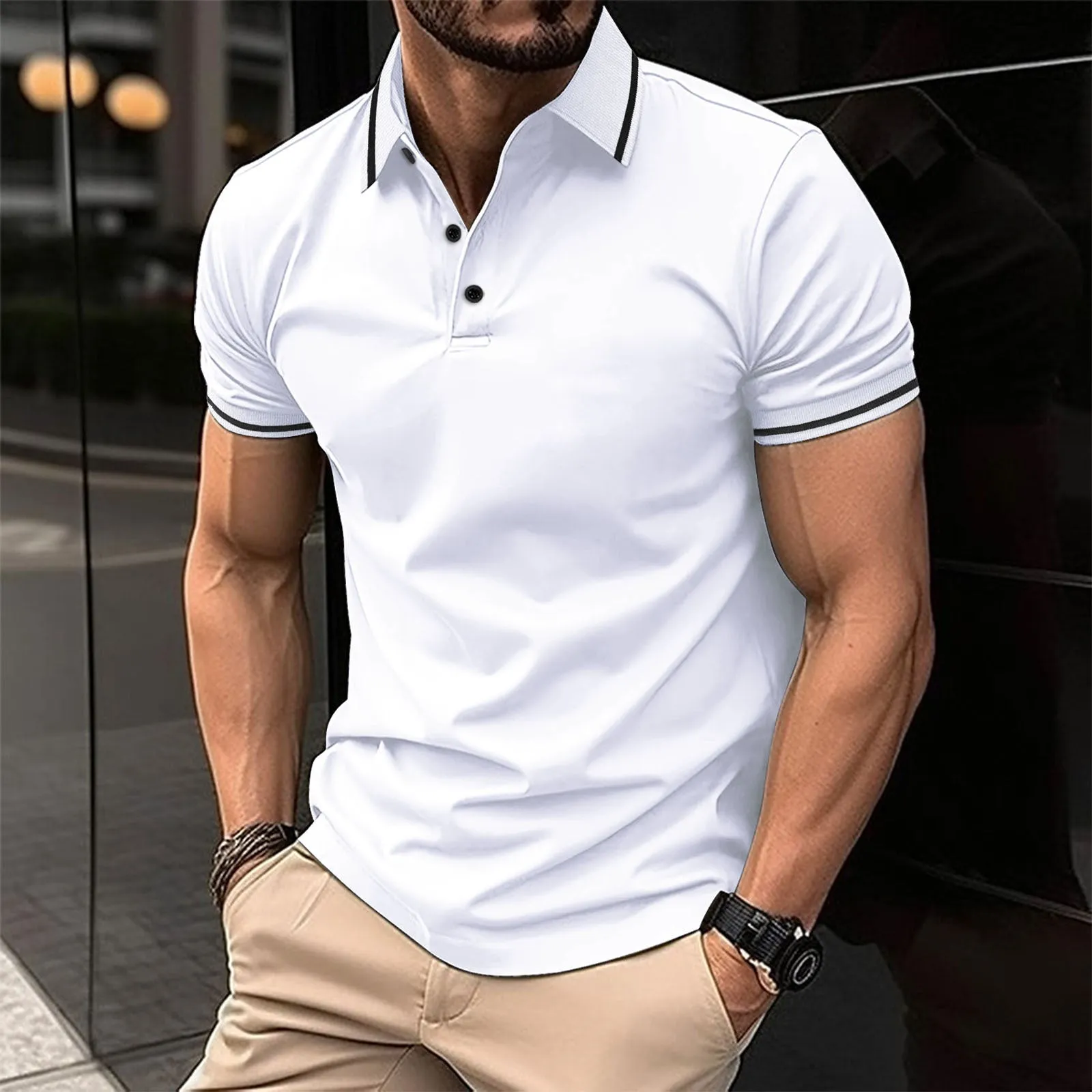 Tailored Fit Men's Polo with Distinctive Trim