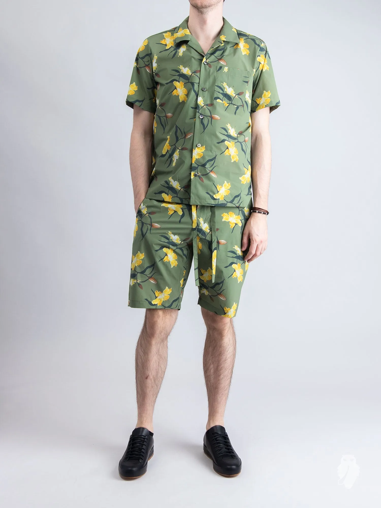 Tailored Hawaiian Shirt in Yellow Flowers