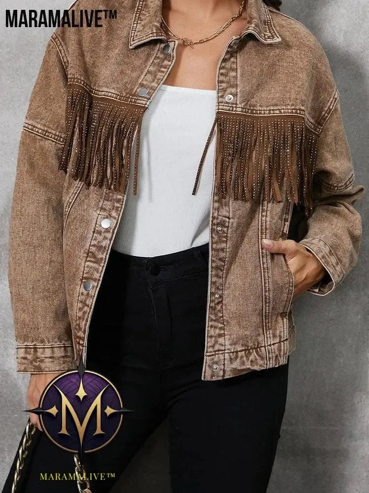 Tassel Lapel Jacket Coat For Women