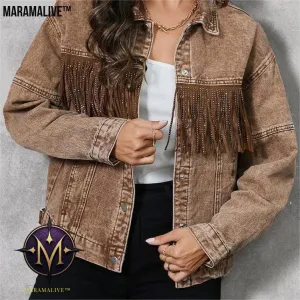Tassel Lapel Jacket Coat For Women