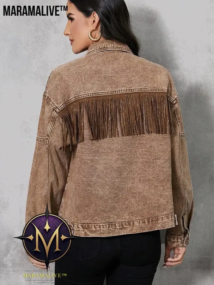 Tassel Lapel Jacket Coat For Women