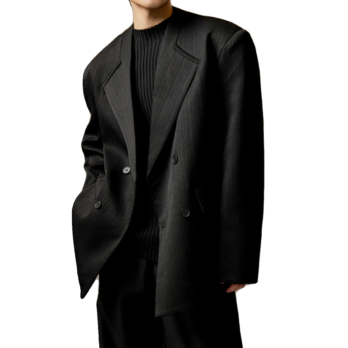 Textured Double-Breasted Blazer