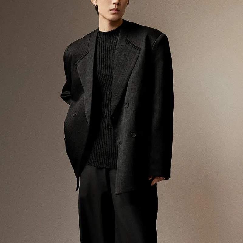 Textured Double-Breasted Blazer