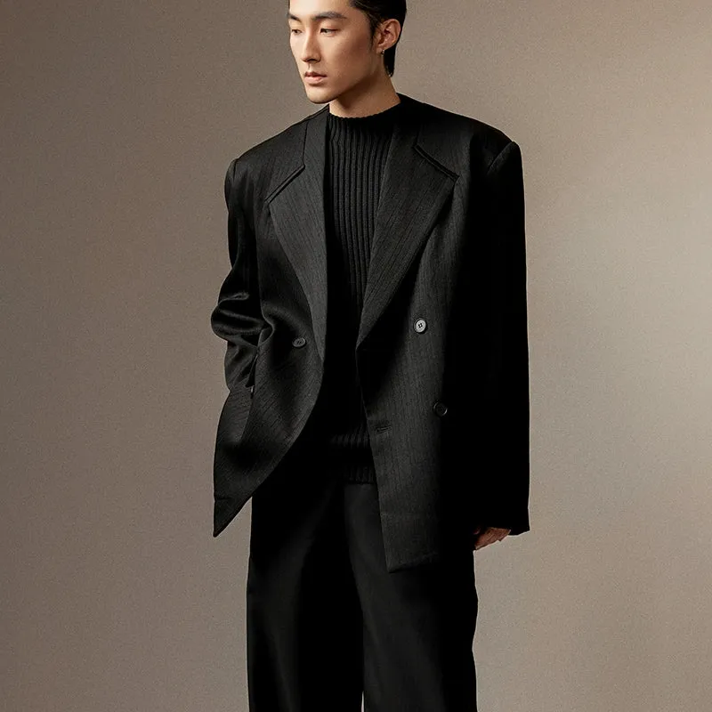 Textured Double-Breasted Blazer