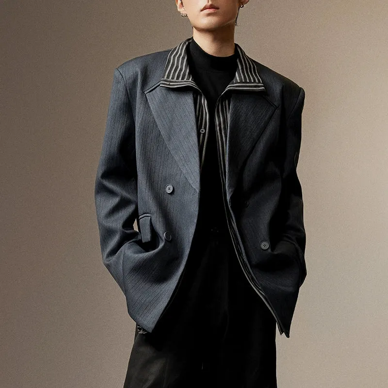 Textured Double-Breasted Blazer