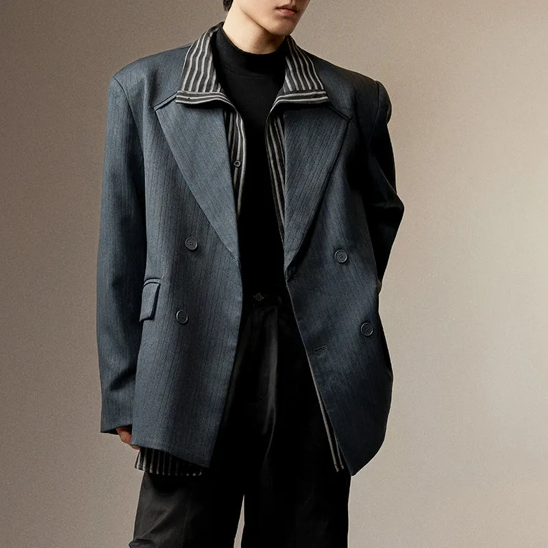 Textured Double-Breasted Blazer