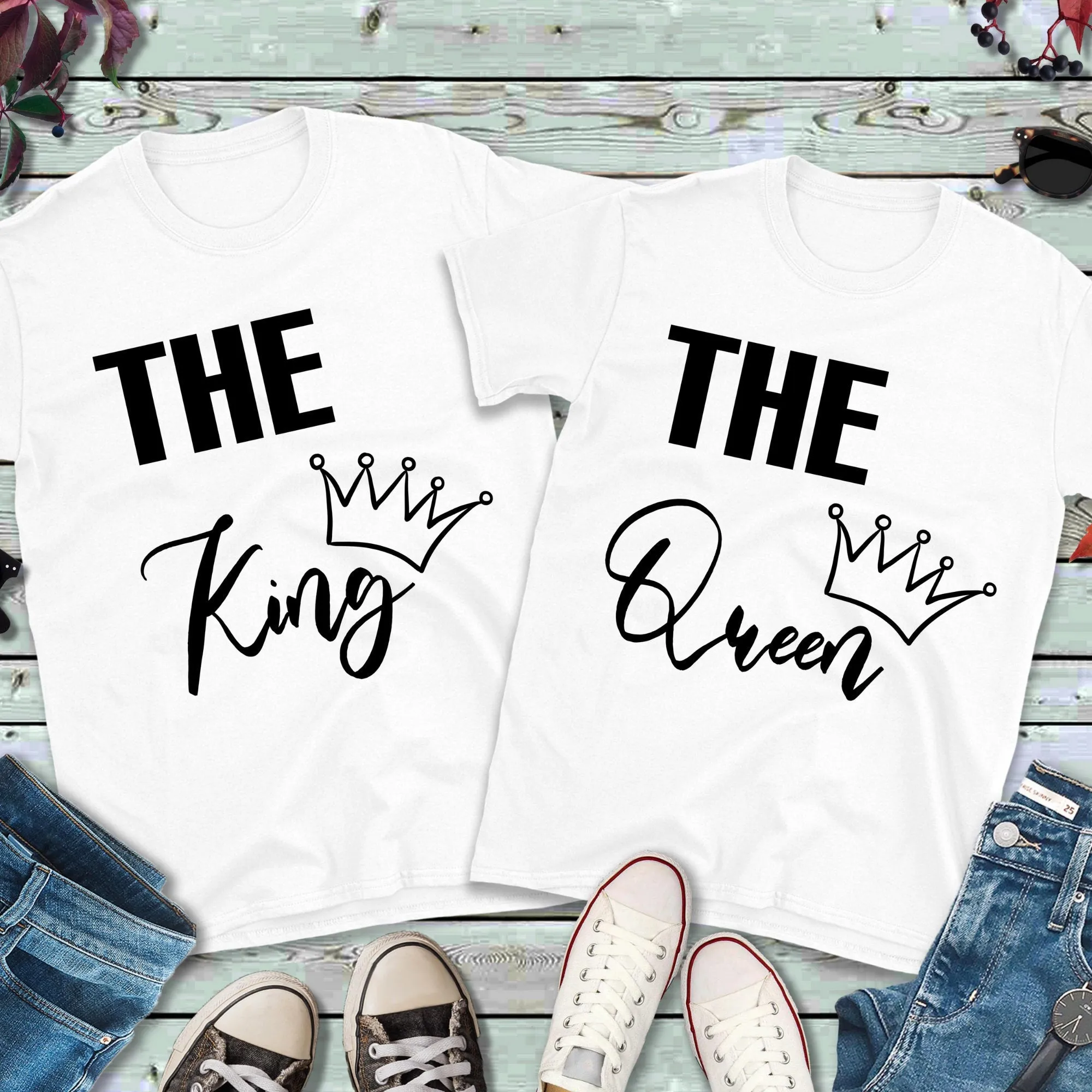 The King - The Queen Matching Couples Shirts, Mens Tee and Womens Tee