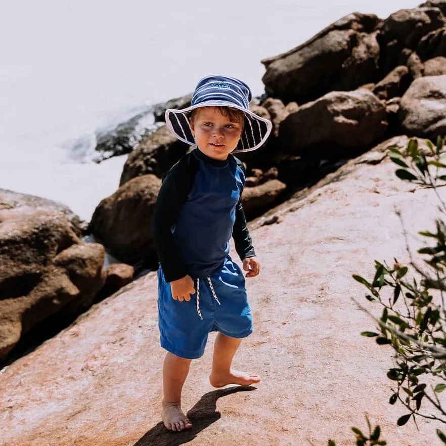 Toweling Bucket Hat Navy with Blue