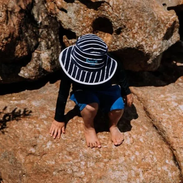 Toweling Bucket Hat Navy with Blue