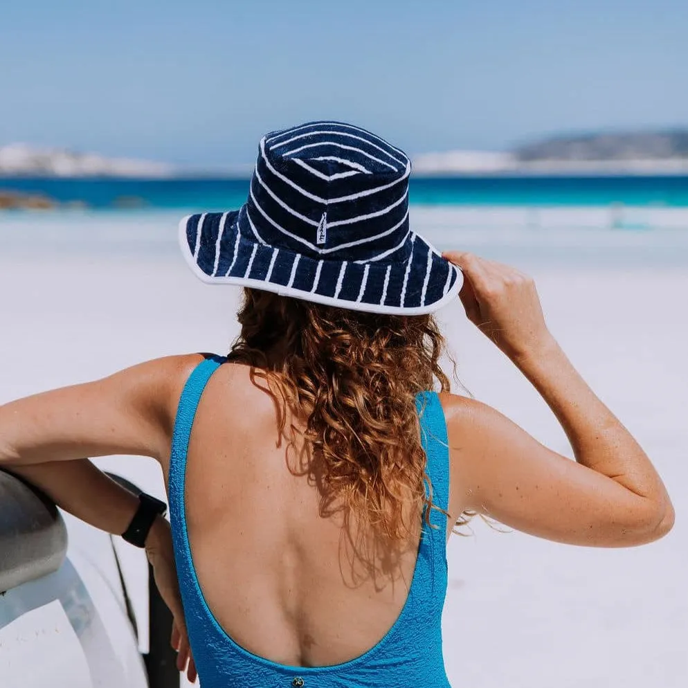 Toweling Bucket Hat Navy with Blue