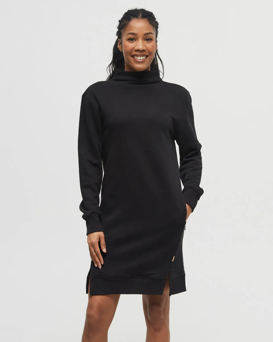 TreeFleece Mock Neck Sweatshirt Dress - Meteorite Black - TCW5974